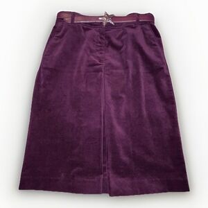 Talbots Womens Velvet Purple Pencil Skirt Size 6 Petite  Starfish Belt 25" L